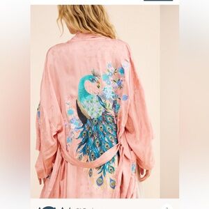 SPELL Embroidered Silky Robe SIZE 1X/2X EUC
